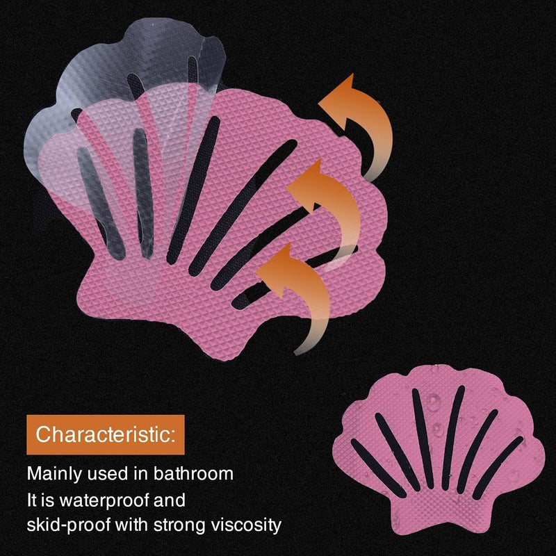 Secopad Non-Slip Bathtub Stickers, 24 PCS Shell Safety Bathroom Tubs Showers Treads Adhesive Decals Scraper (Pink) - Image 2